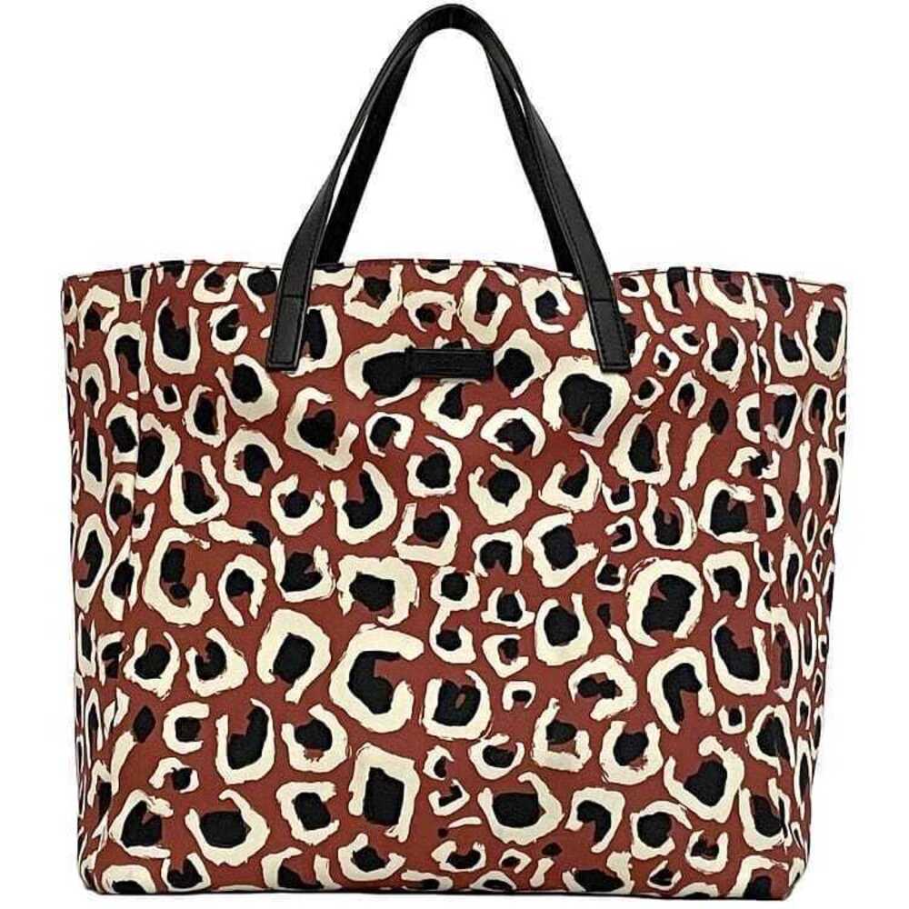 Gucci Tote Bag Red Black Leopard Canvas Leather Handbag All over Animal